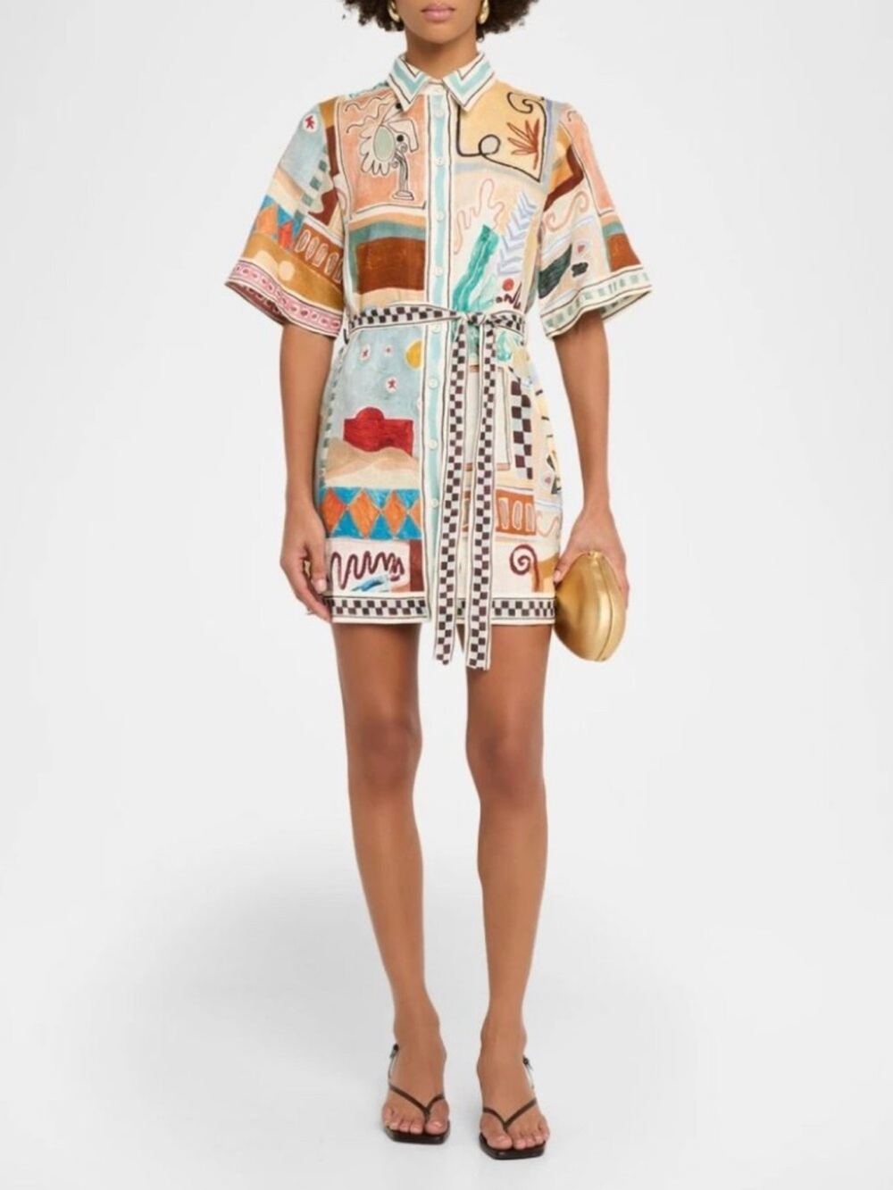 Alemais Multicolor Abstract Patchwork Shirt Dress